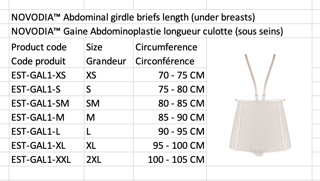 NOVODIA™ Gaine Abdominoplastie longueur culotte (sous seins) - Dermagate