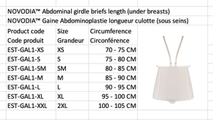 NOVODIA™ Gaine Abdominoplastie longueur culotte (sous seins) 